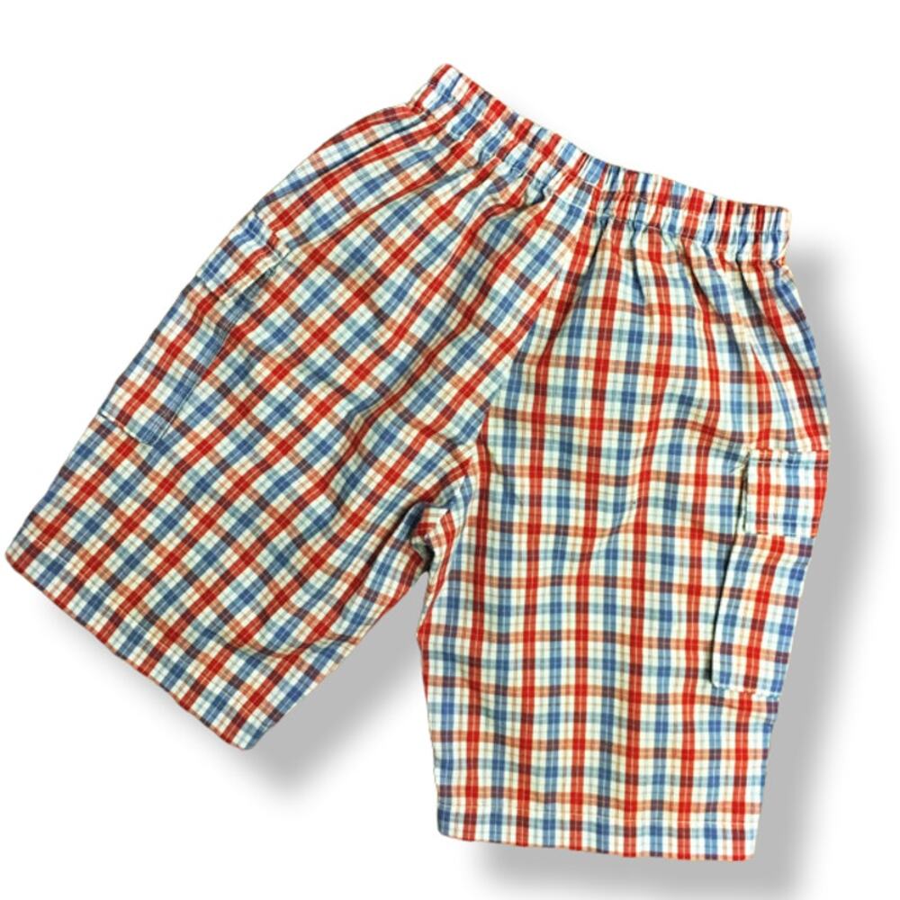 Orient Expressed Boys Shorts‎ Size 5 Red White Blue Plaid Pull On Pockets